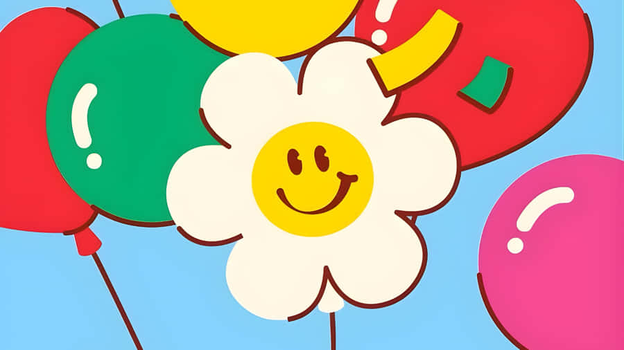 Wiggle Wiggle Happy Flower Wallpaper
