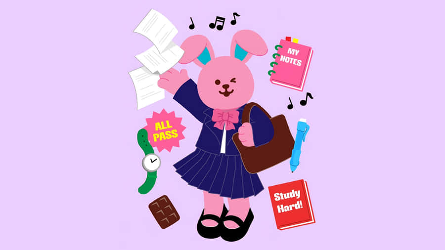 Wiggle Wiggle Study Bunny Wallpaper