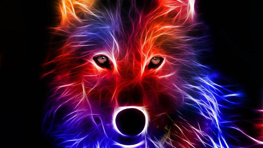 Wild Animal Red And Blue Art Wallpaper