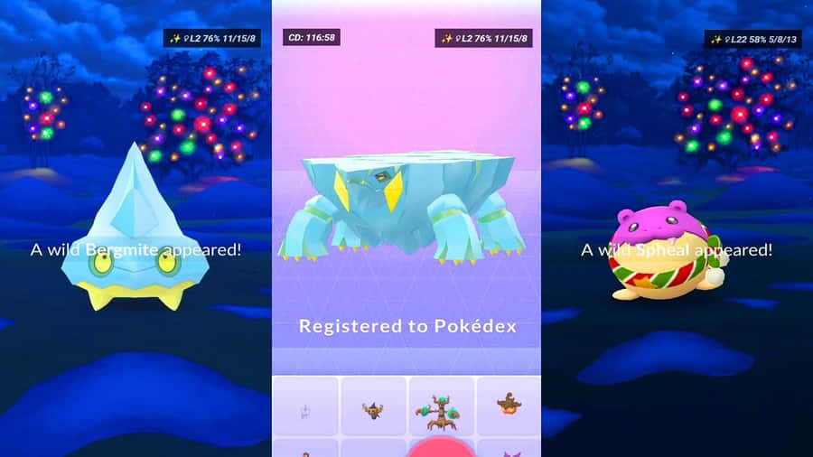 Wild Bergmite, Avalugg, And Shiny Spheal Wallpaper