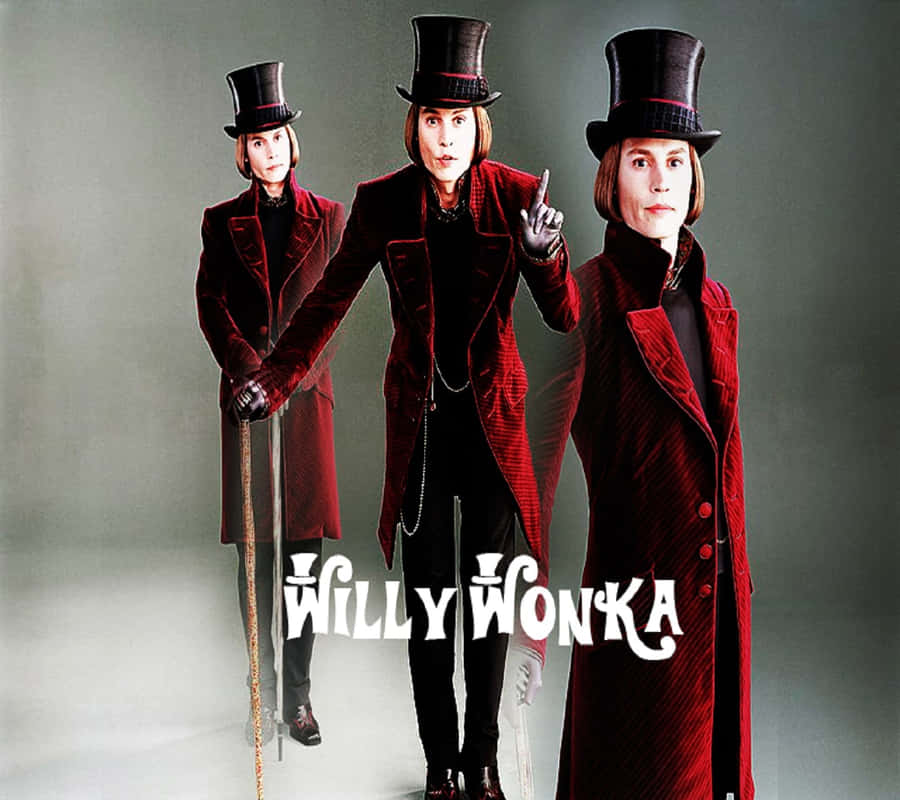 Willy Wonka Three Poses Wallpaper
