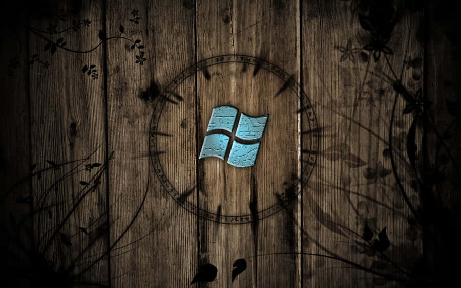 Windows Logo On A Wooden Background Wallpaper