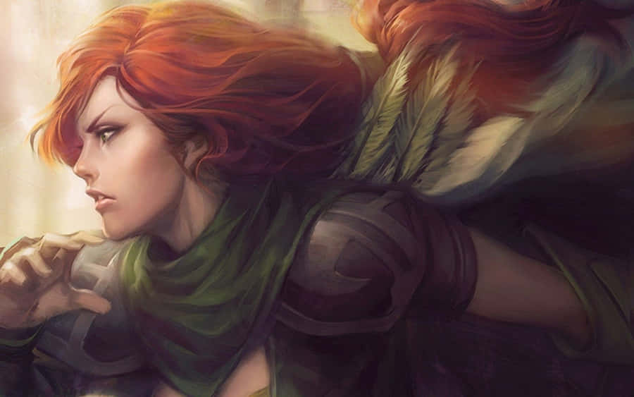Windranger Striking An Epic Pose In A Mysterious Forest Wallpaper