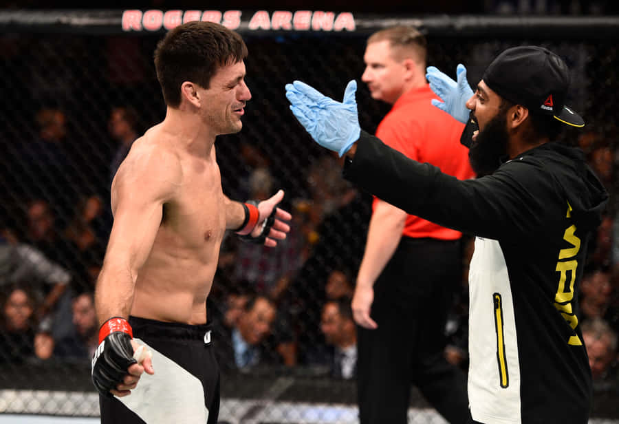 Winning Moment Ufc Fighter Demian Maia Wallpaper
