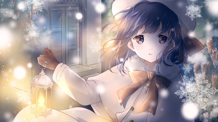 Winter Anime Girl Scene Wallpaper