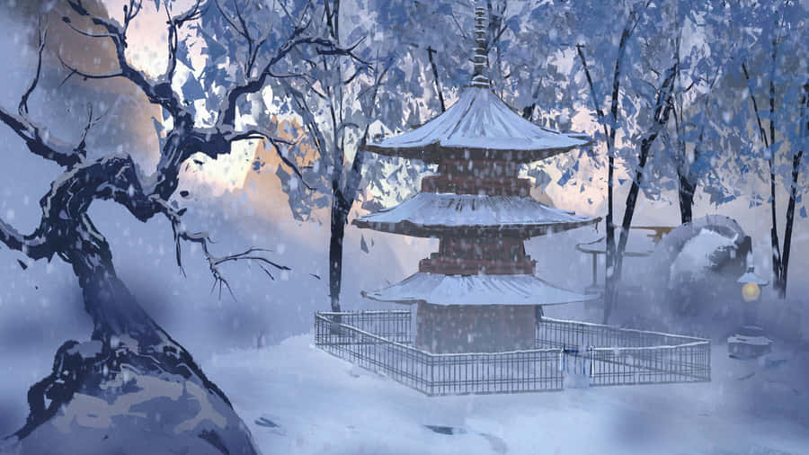 Winter Anime Landscape Wallpaper