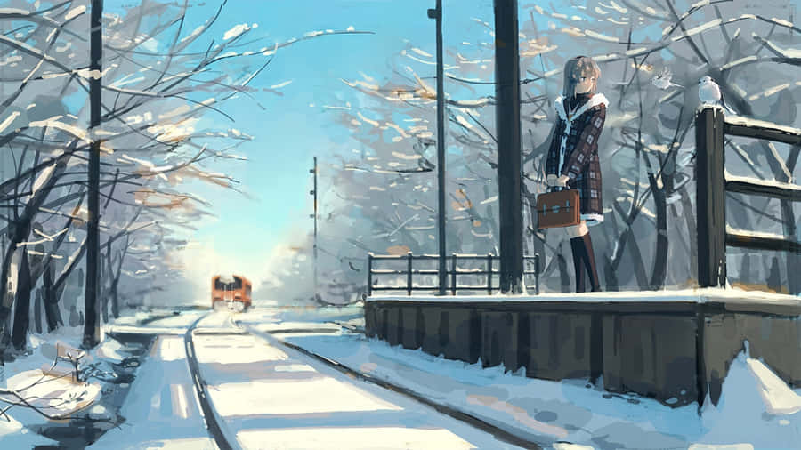 Winter Anime Scene Wallpaper