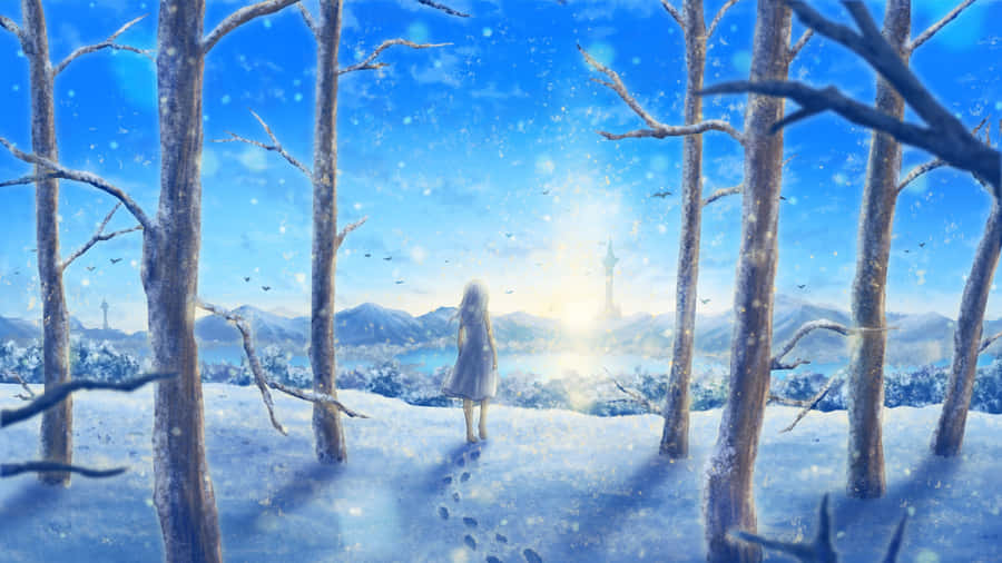 Winter Anime Scene Wallpaper