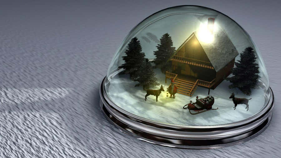 Winter Cabin Snow Globe Wallpaper