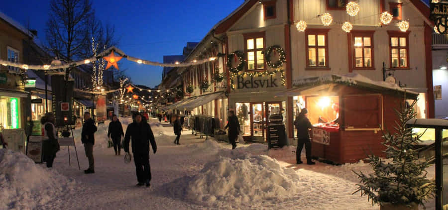 Winter Eveningin Lillehammer Wallpaper