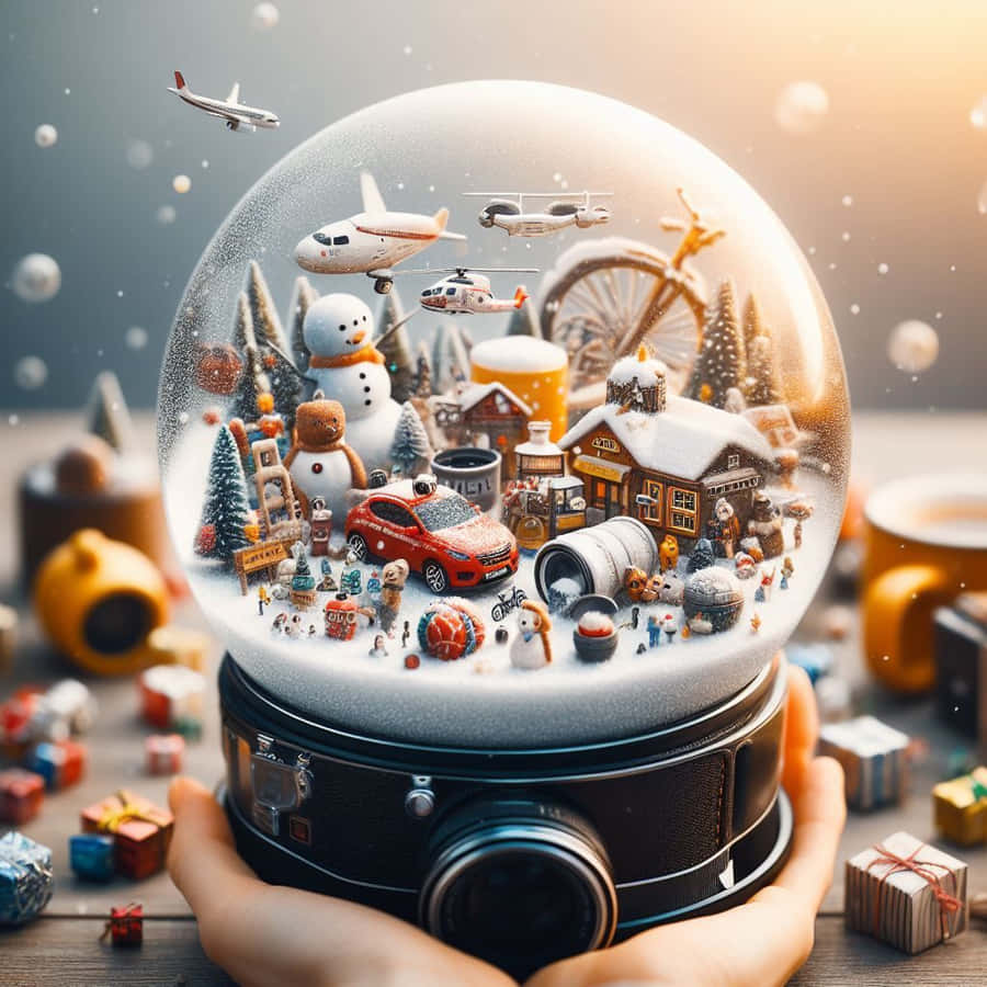 Winter Holiday Snow Globe Wallpaper