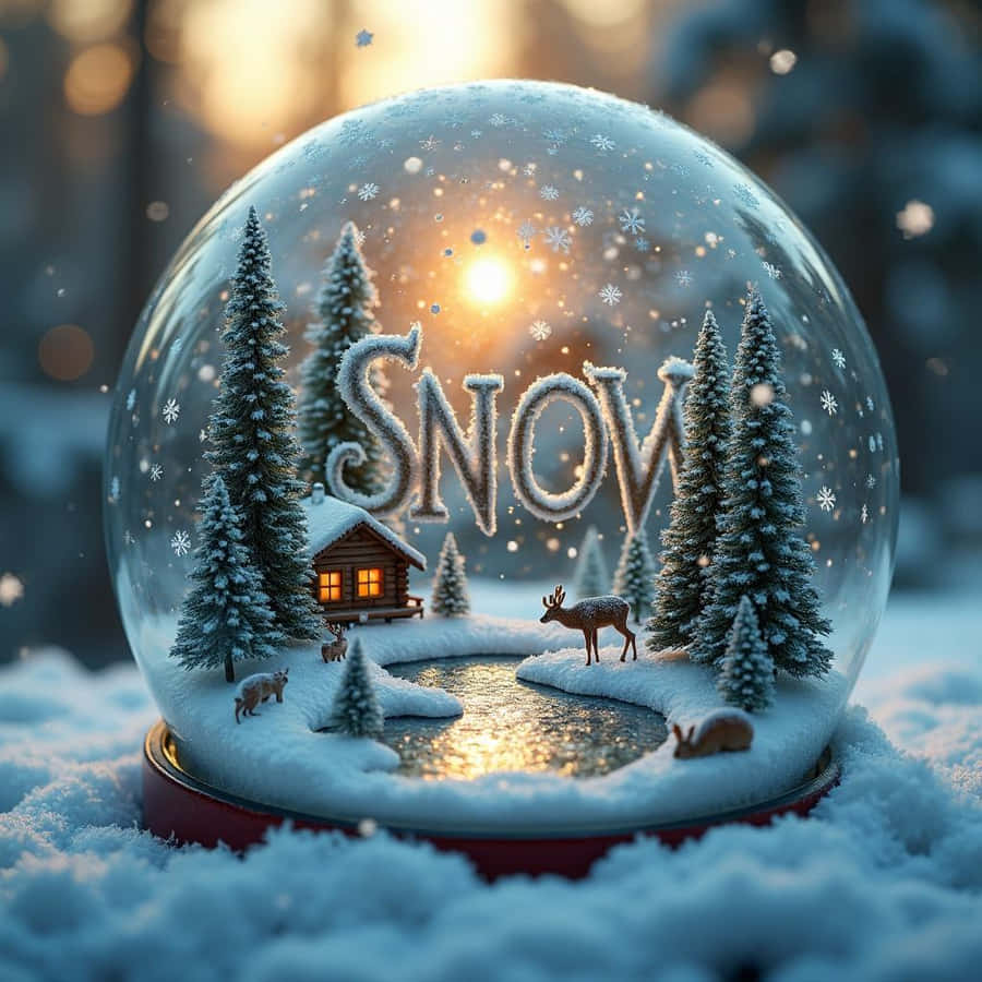Winter Snow Globe Scene Wallpaper