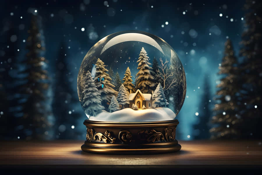 Winter Snow Globe Scene Wallpaper