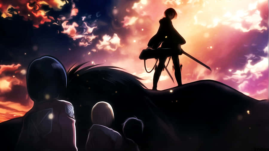 Witness The Epic Showdown Between Mankind And The Titans In Attack On Titan Season 1 Wallpaper