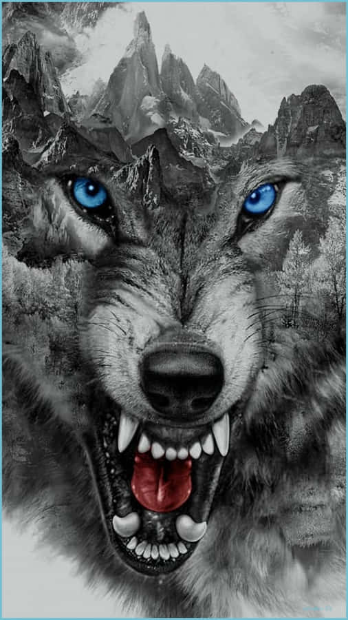 Wolf Iphone Fierce Blue Eyes Growling Wallpaper