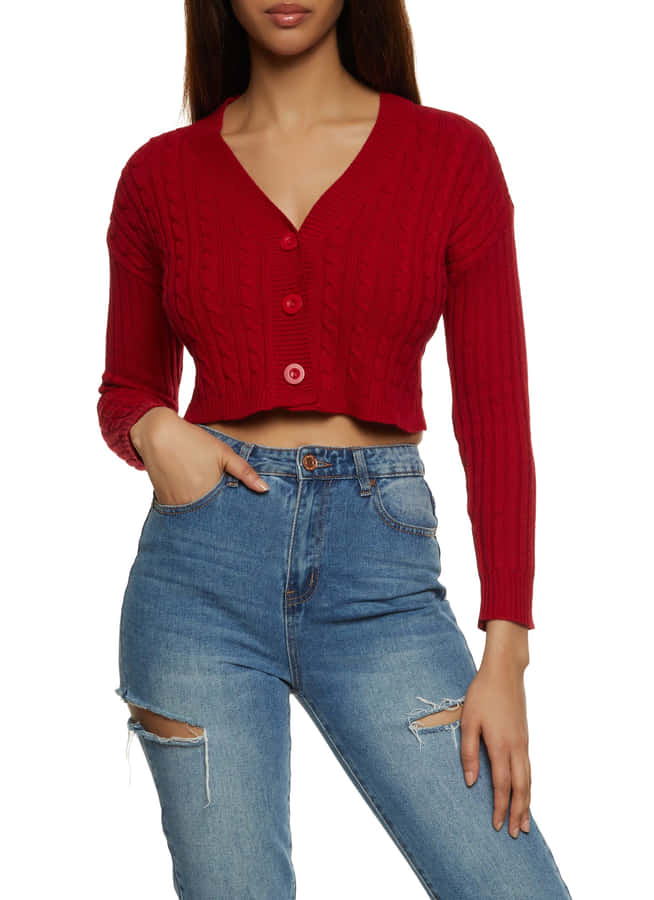 Woman In Stylish Red Sweater Wallpaper