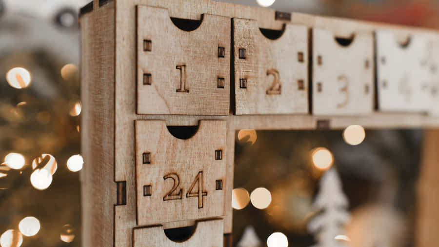Wooden Advent Calendar Closeup Wallpaper