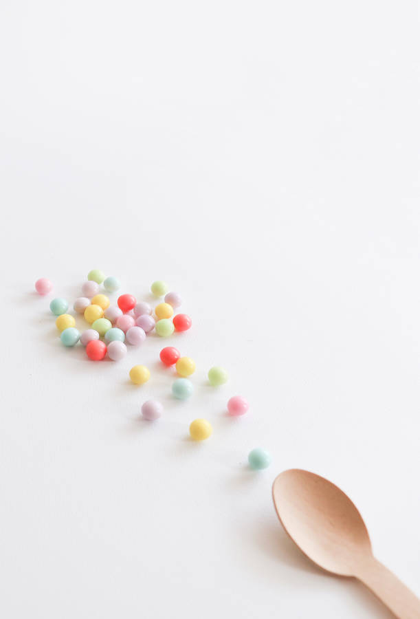 Wooden Spoon And Sweet Candy Wallpaper