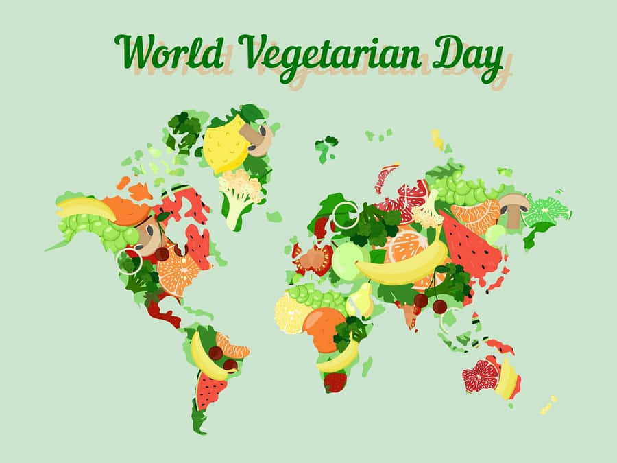 World Vegetarian Day World Map Wallpaper