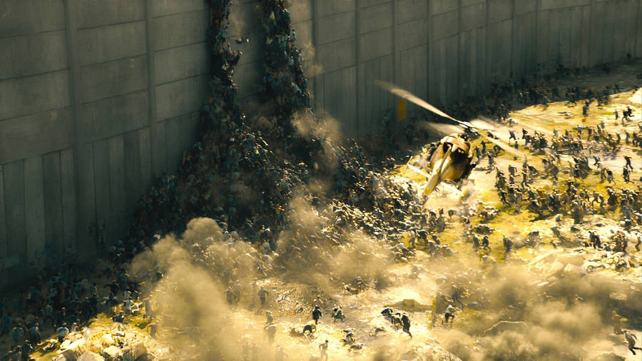 World War Z Zombies Climbing Wall Wallpaper