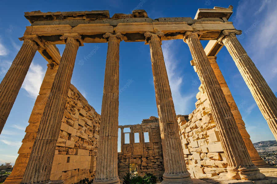 Worm's-eye View Of The Erechtheion's Pillars Wallpaper