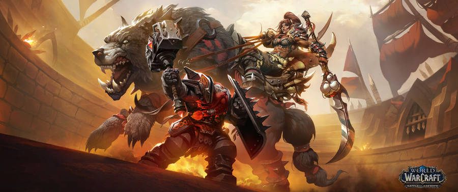 Wow Dwarf Versus Orc Arena Wallpaper