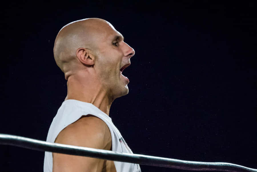 Wrestler Shoutinginthe Ring Wallpaper