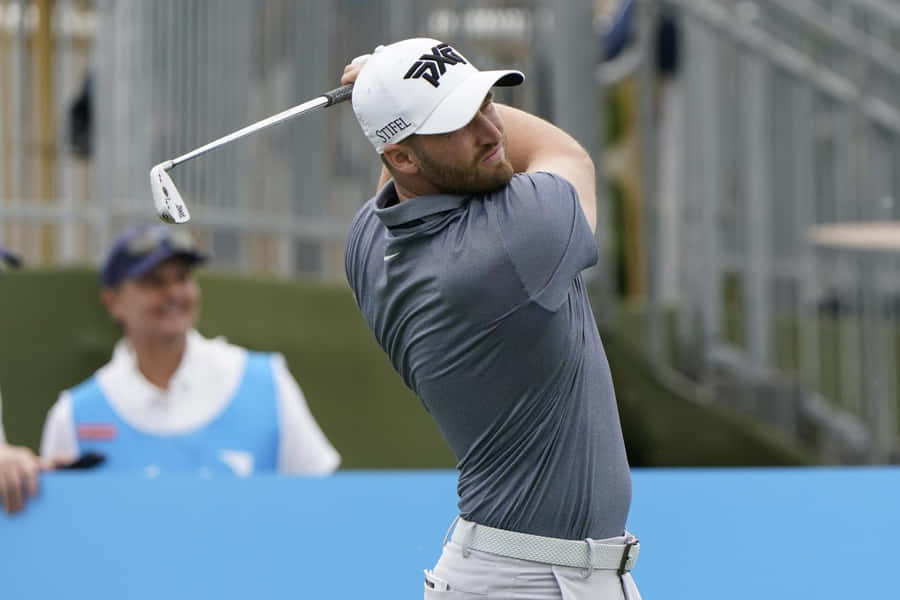 Wyndham Clark During A Golf Competition Wallpaper