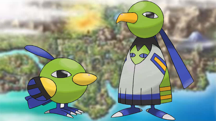 Xatu And Natu In Blue Motif Wallpaper