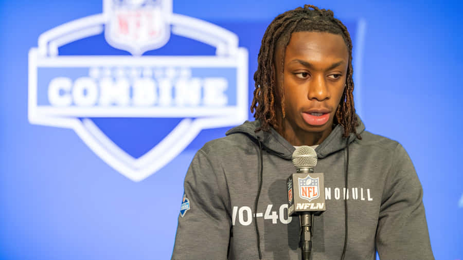 Xavier Worthy N F L Combine Interview Wallpaper