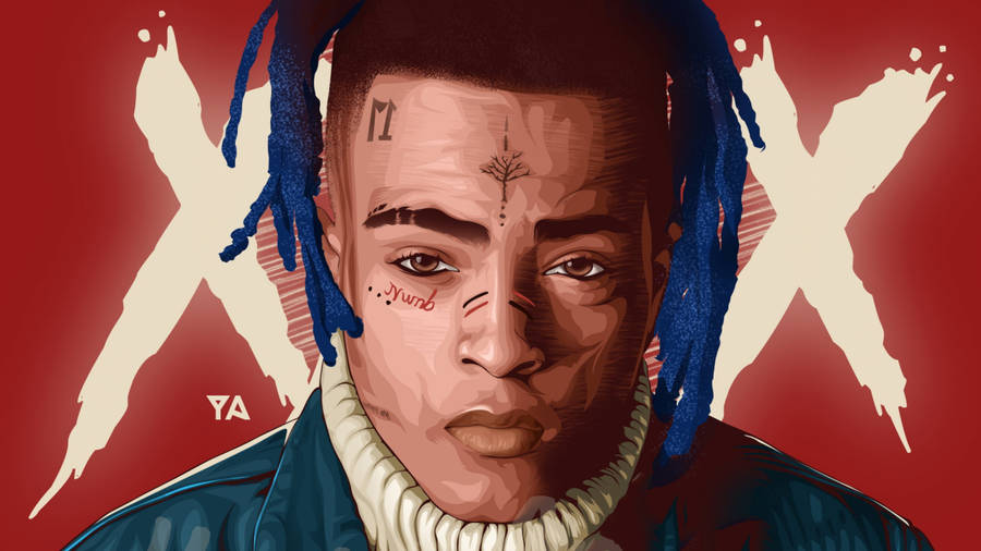 Xxxtentacion Blue And Red Wallpaper