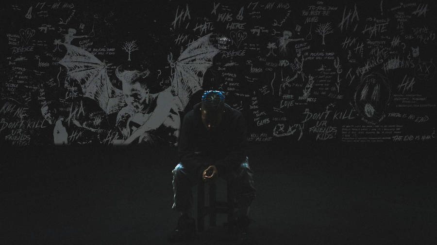 Xxxtentacion Blue Hair In Dark Room Wallpaper