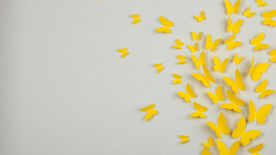 Yellow Aesthetic Butterflies Computer Wallpaper