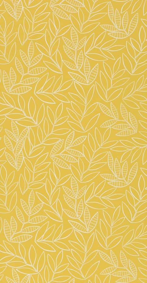Yellow Aesthetic Phone Leaf Pattern Wallpaper