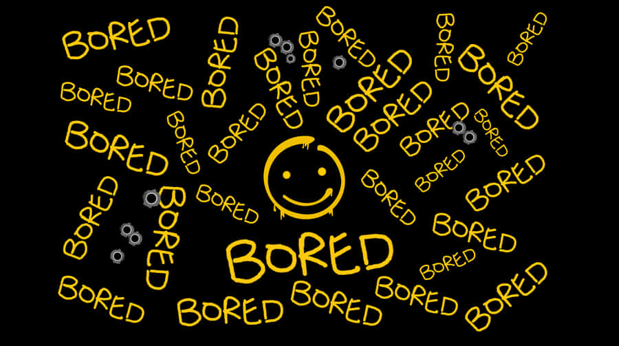 Yellow Boring Words Black Background Wallpaper