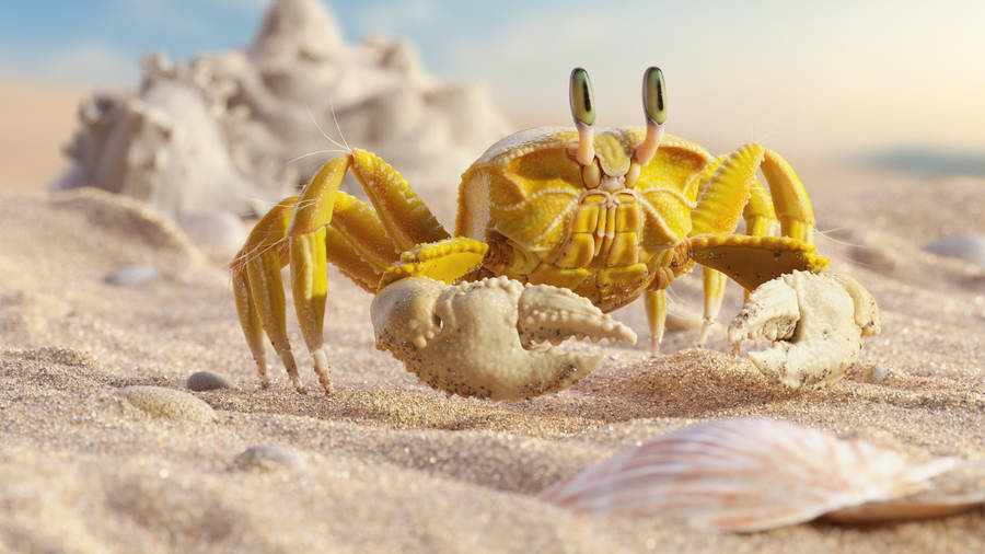 Yellow Crab With White Claws Wallpaper