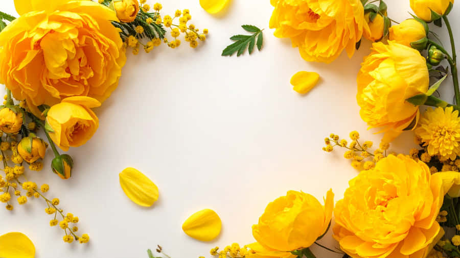 Yellow Floral Frame Wallpaper