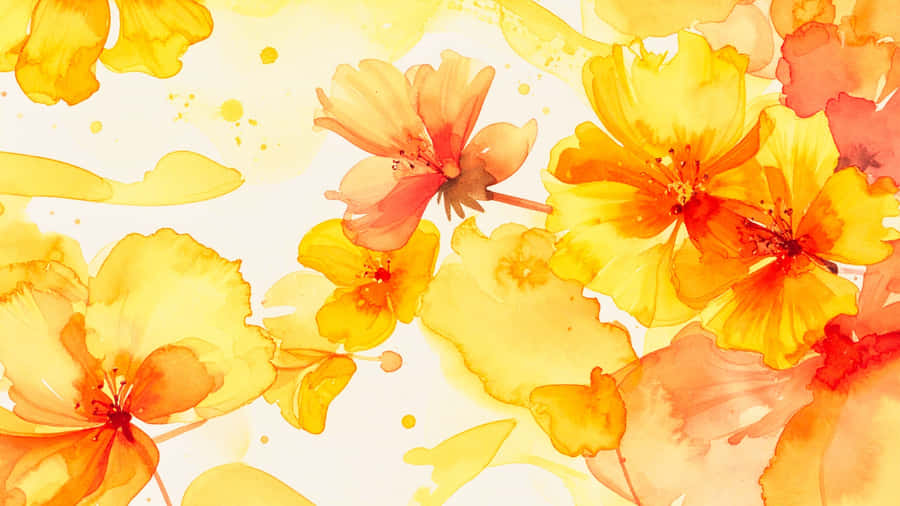 Yellow Floral Watercolor Art Wallpaper