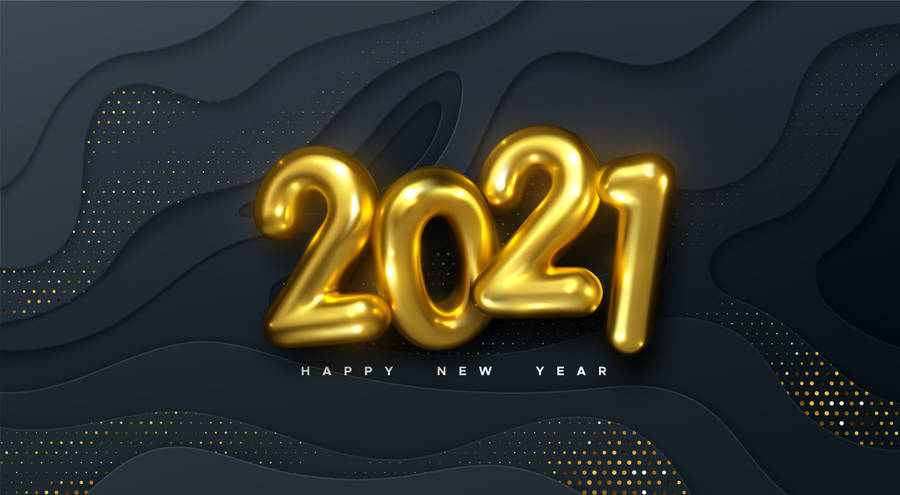 Yellow Foil Happy New Year 2021 Balloons Wallpaper