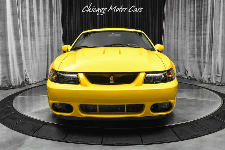 Yellow Ford Mustang S V T Cobra Showroom Wallpaper