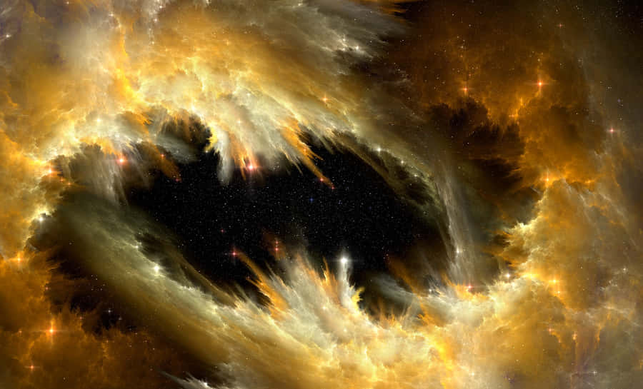 Yellow Galaxy In The Vast Universe Wallpaper