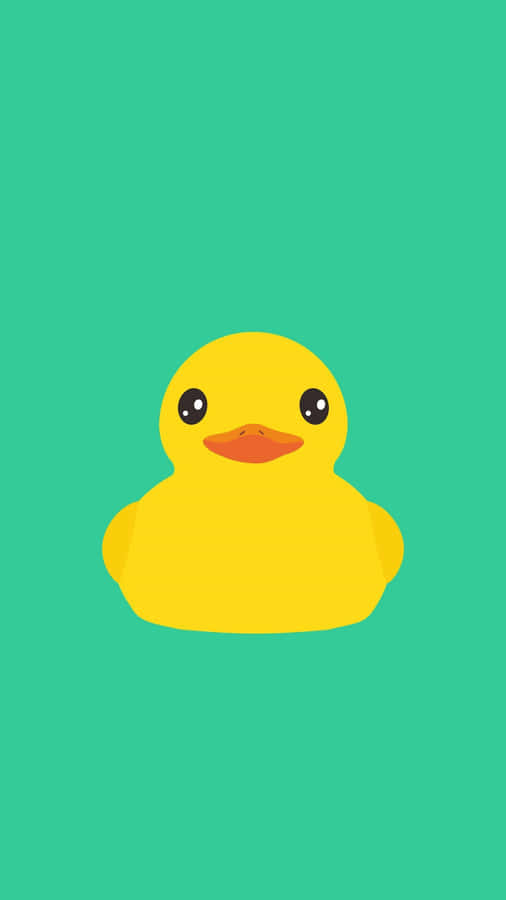 Yellow Rubber Duck Green Background Wallpaper