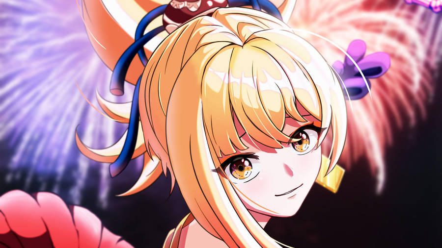 Yoimiya Staring While Smiling Wallpaper