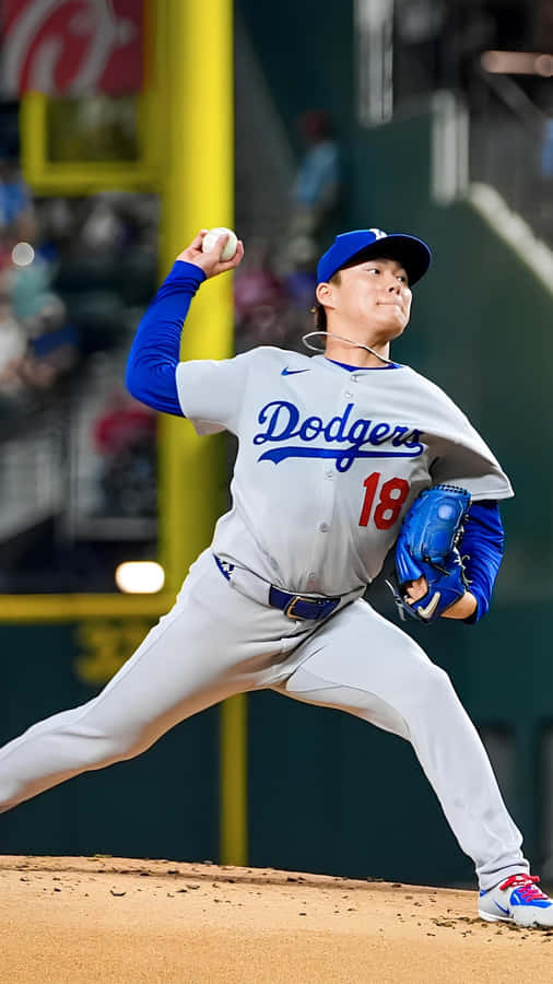 Yoshinobu Yamamoto Pitching Action Wallpaper