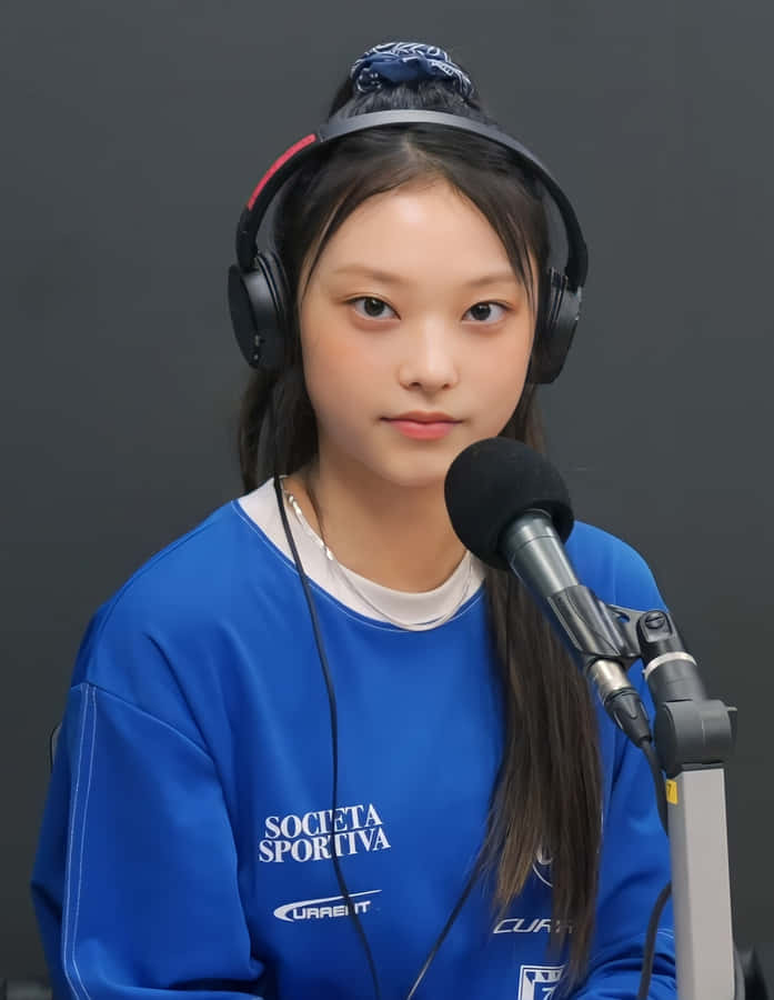 Young Female Podcast Host Headphones Wallpaper