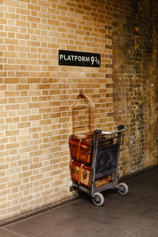 Young Woman With Luggage At Platform 9 3/4 - The Magical Entrance To Hogwarts Express Wallpaper