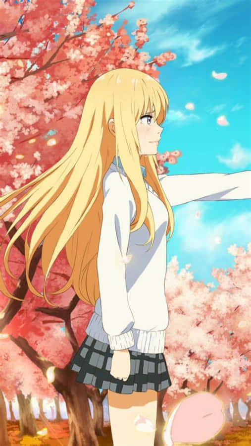 Your Lie In April Iphone Kaori Miyazono Blossoms Pictures Wallpaper