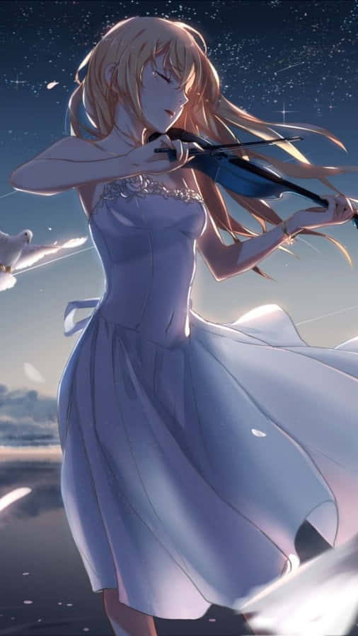 Your Lie In April Iphone Kaori Miyazono Violin Pictures Wallpaper