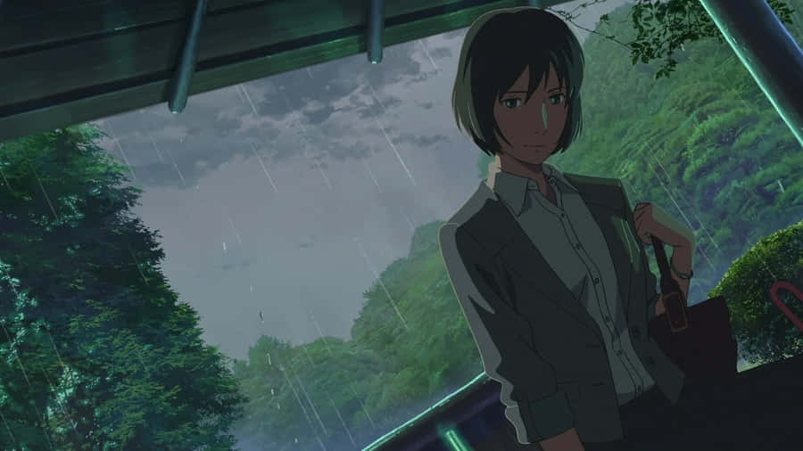 Yukari Yukino Sheltering From Rain Wallpaper