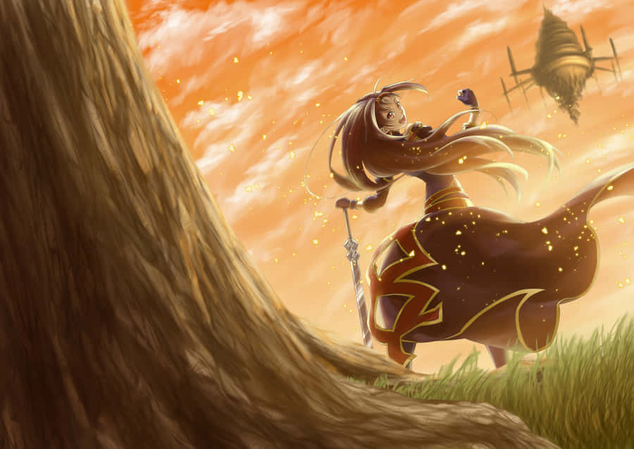 Yuuki Konno In A Beautiful Scene, Surrounded By Cherry Blossoms. Wallpaper